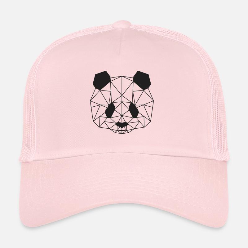 Panda cadeau géométrique ours idée Pandas polygone - Casquette trucker  - rose pâle