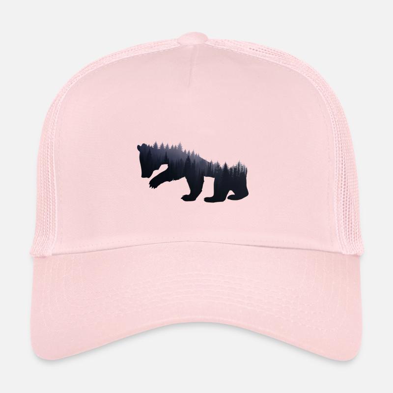 Ours forêt nature - cadeau - Casquette trucker  - rose pâle