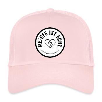 ME/CFS IS REAL 🤍 rond - blanc - Casquette trucker  - rose pâle - Devant
