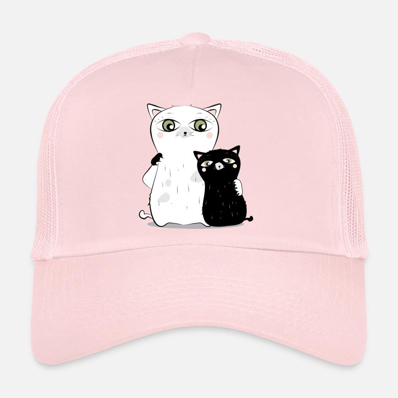 weiße Katze schwarzer Kater - Trucker Cap - Hellrosa