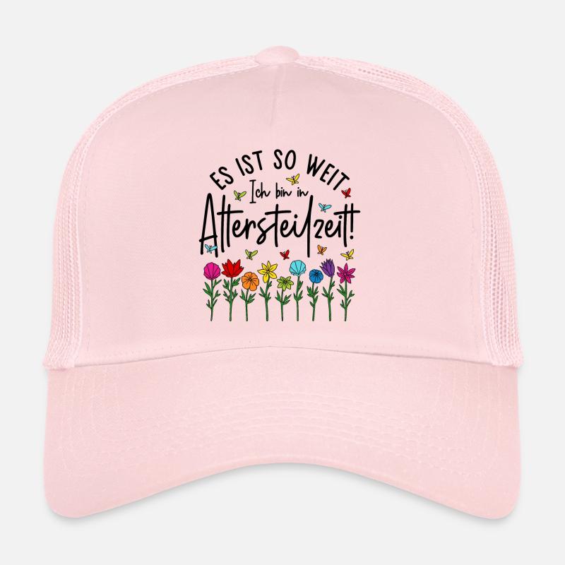 Altersteilzeit Garten bunte Blumen Ruhestand Rente - Trucker Cap - Hellrosa