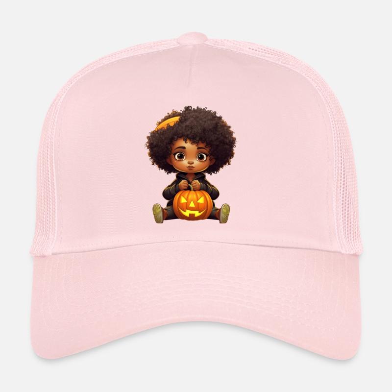 Cute Halloween cuddly monster with pumpkin Trucker Cap