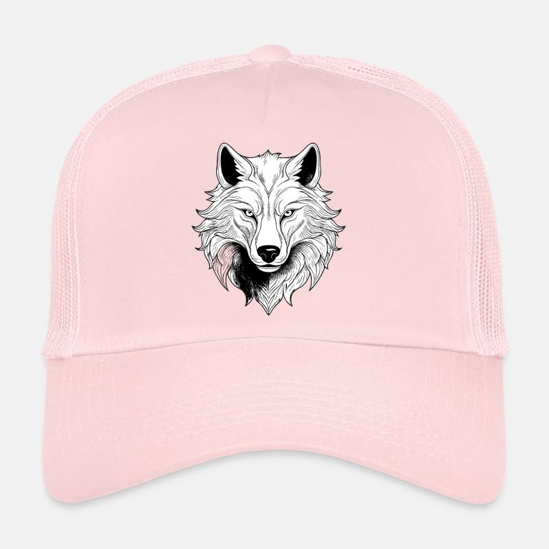 Mystic Wolf Face Print Trucker Cap