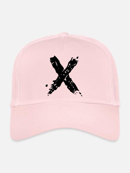 Letter X Brushstroke - Trucker Cap - pale pink - Front