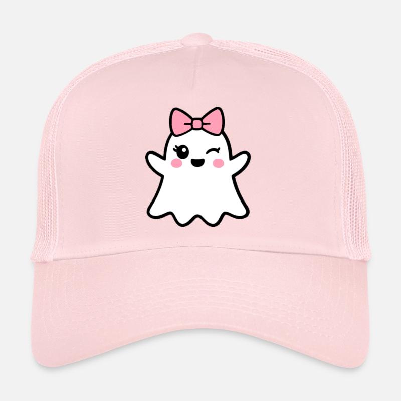 Kawaii Ghost with Pink Bow Trucker Cap