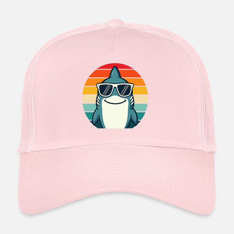 Cooler Retro-Hai klassischer Vintage-Sommer-Vibes Spaß - Trucker Cap - Hellrosa