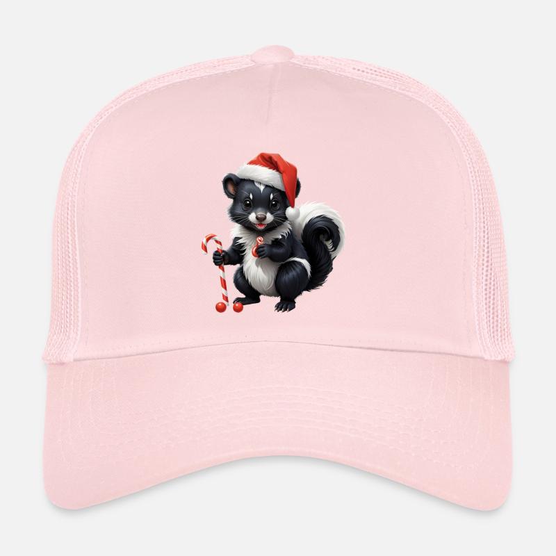 Moufette de Noël sucrée avec canne Casquette trucker 