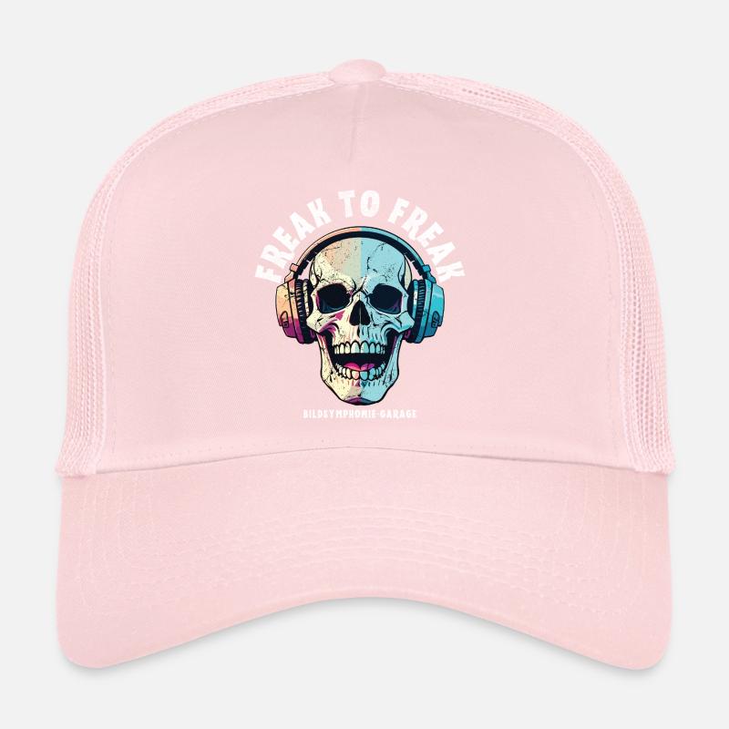 Skull with Neon Headphone Design Trucker Cap