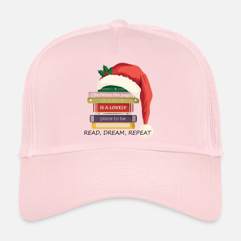 Book Stack with Christmas hat Trucker Cap