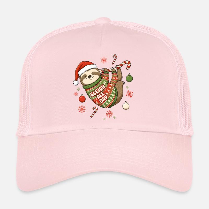 Lustiges Faultier Weihnachten - Weihnachtspullover - Trucker Cap - Hellrosa
