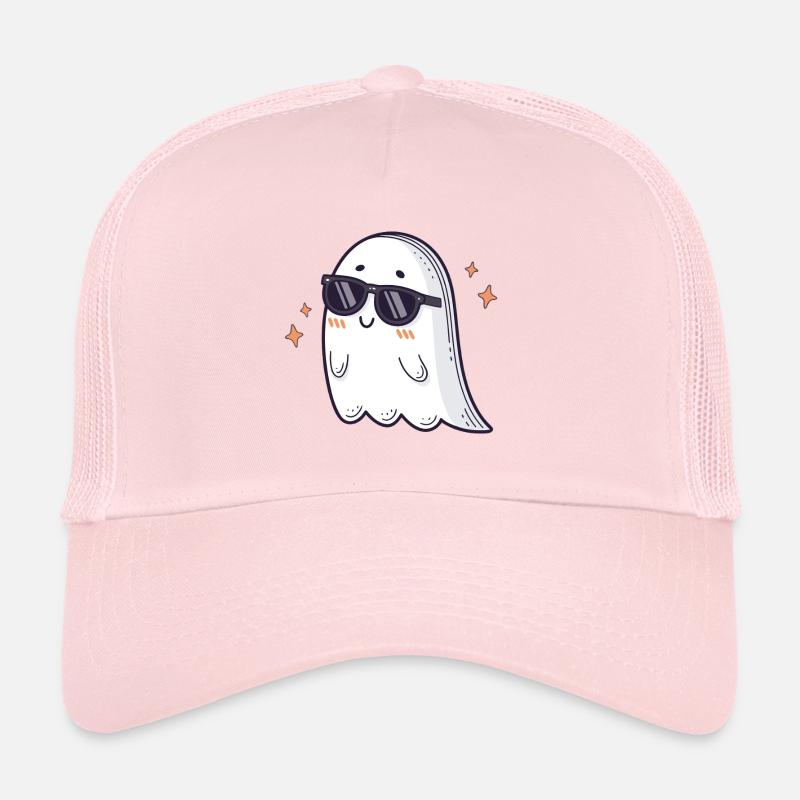 Retro ghost kawaii black glasses Trucker Cap