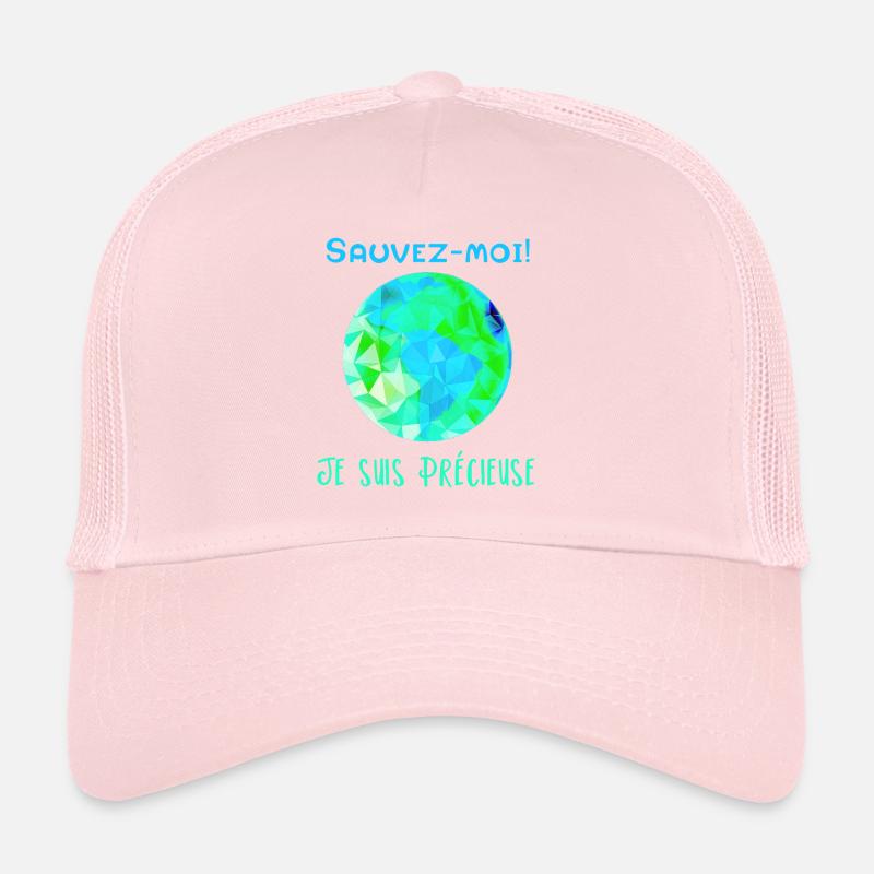 Globe Géométrique Bleu Vert Sauvez moi! Casquette trucker 