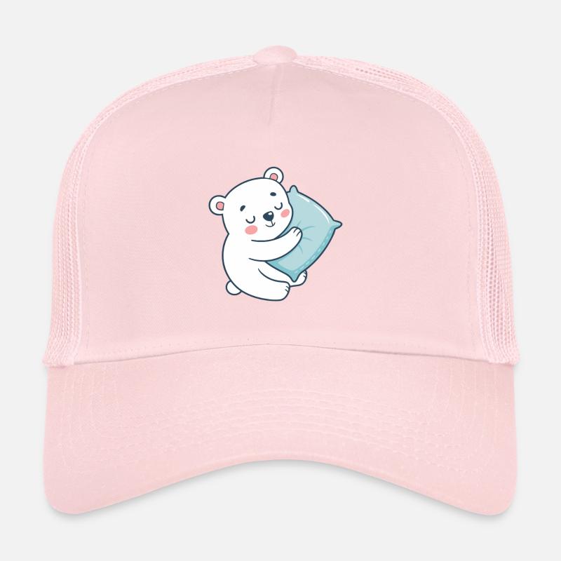 Ours doux et oreiller bleu Casquette trucker 