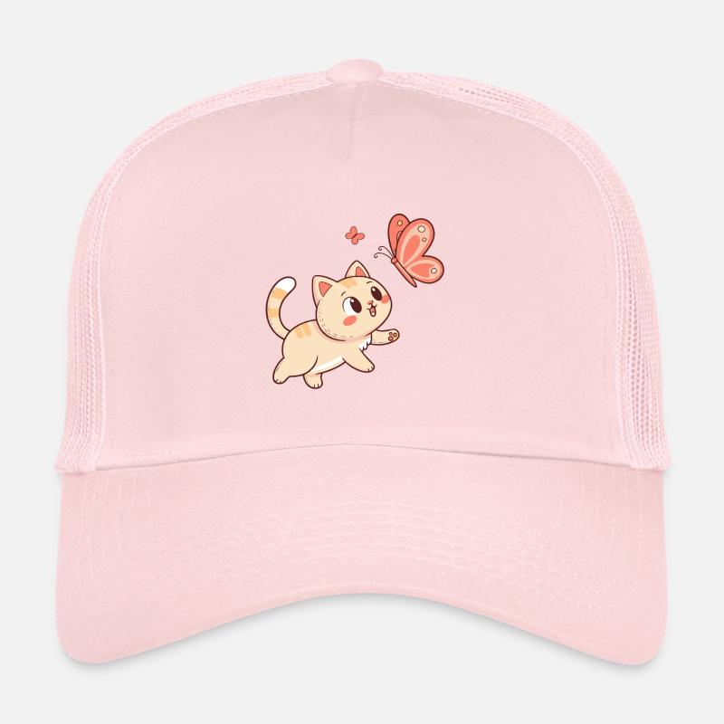 Curious Cat and Rosé Butterfly Trucker Cap