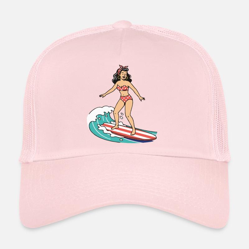 Pin-up sur une planche de surf Casquette trucker 
