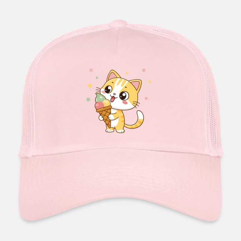 Girige Katze mit Regenbogeneis Trucker Cap