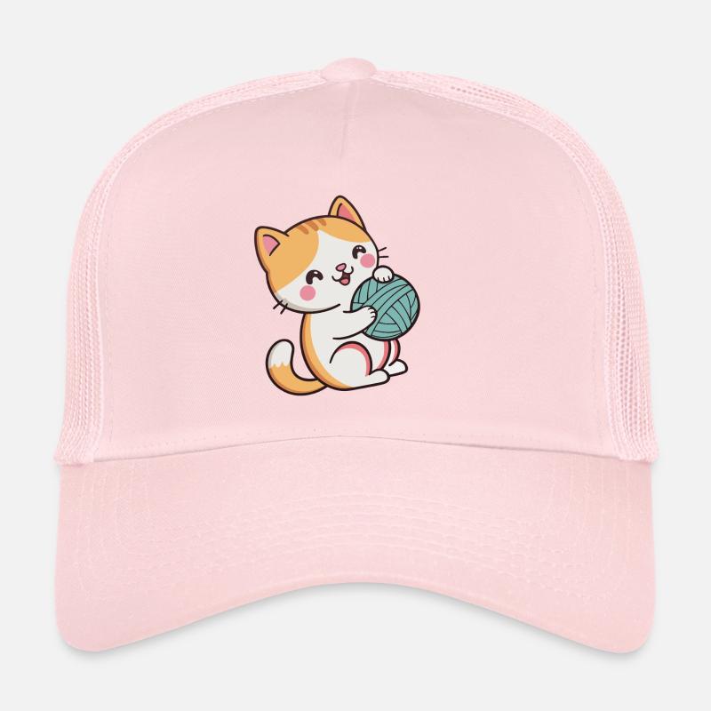 Chaton câlin et pelote bleue Casquette trucker 