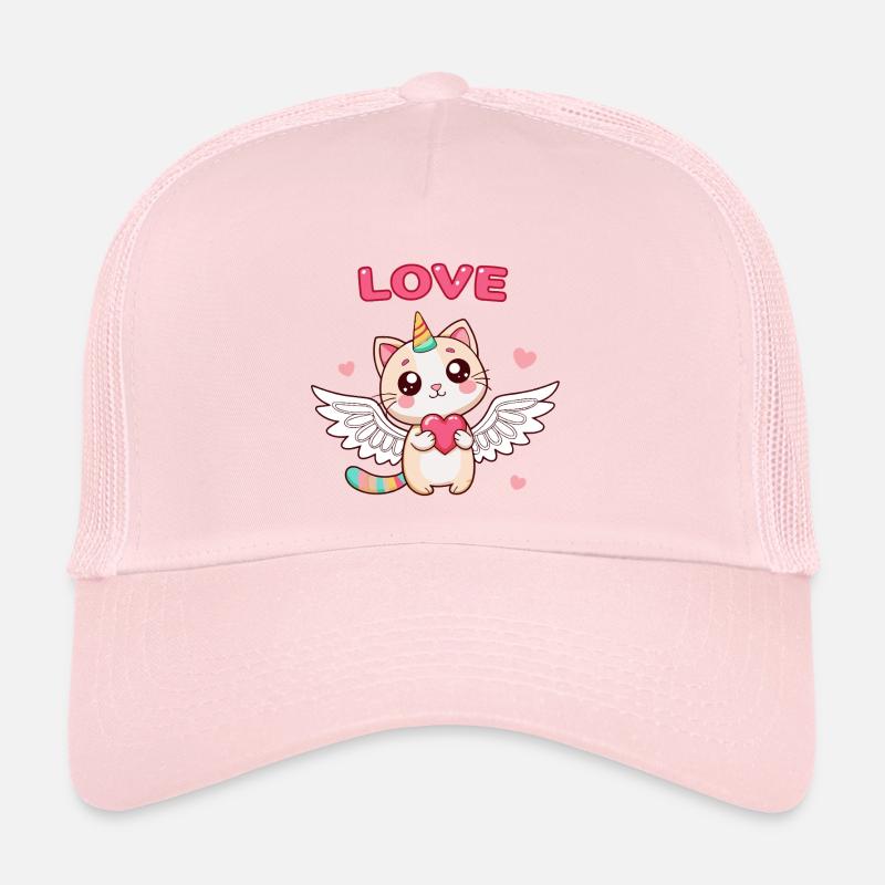 Winged Unicorn Cat and Enchanted Heart Trucker Cap