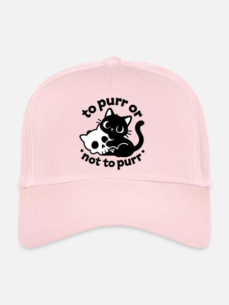 Ronronner ou ne pas ronronner | Diction du chat noir - Casquette trucker  - rose pâle - Devant