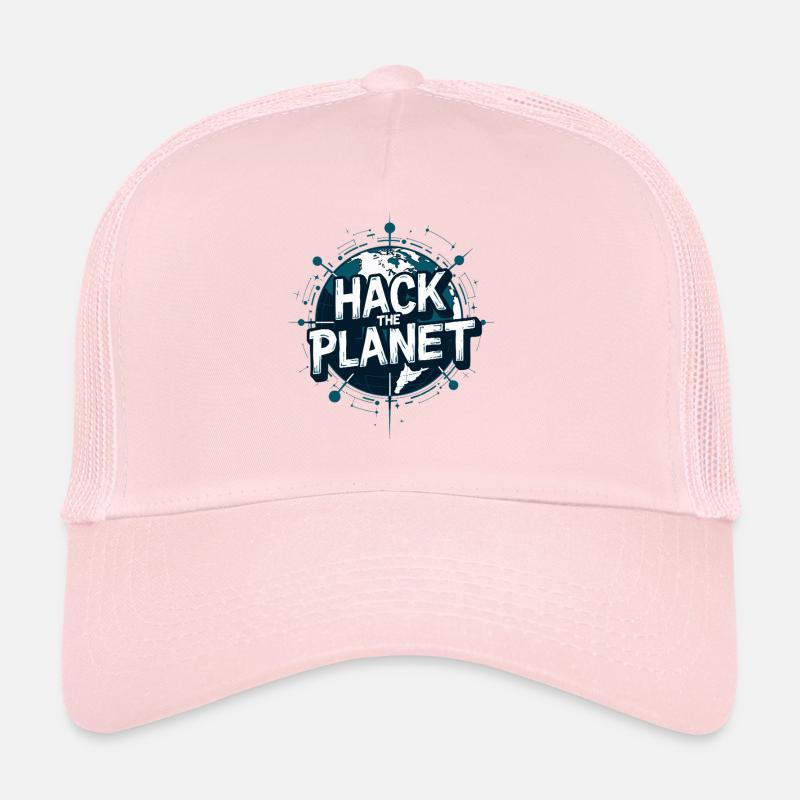 Globus Hack Motiv – Planetärer Techstil - Trucker Cap - Hellrosa