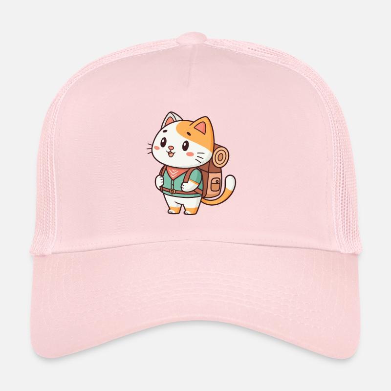 Chat aventurier au sac à dos Casquette trucker 