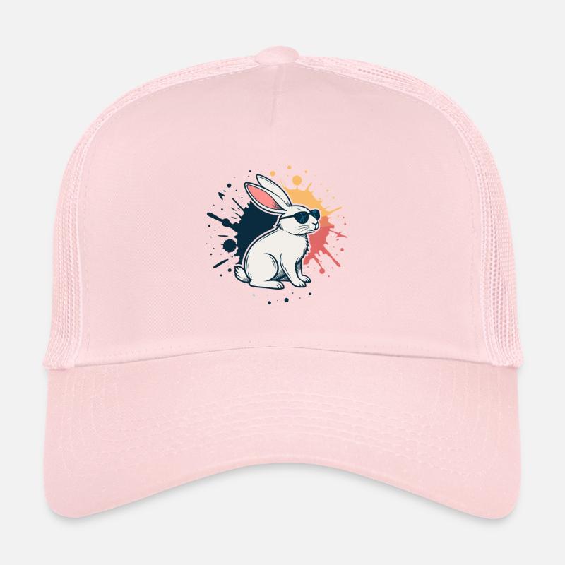 Cooler Hase mit Gläsern und Spritzern Trucker Cap