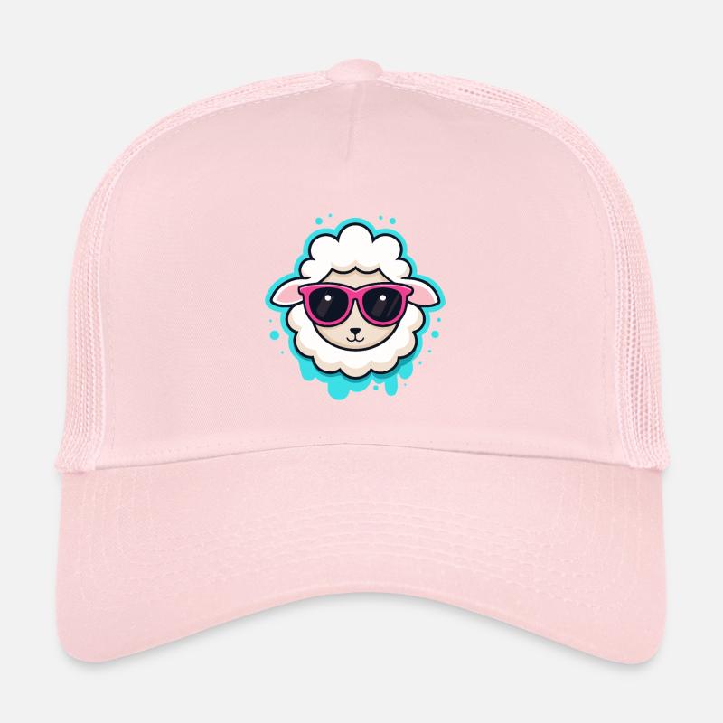 Kawaii-Schaf-Pinkbrille Trucker Cap