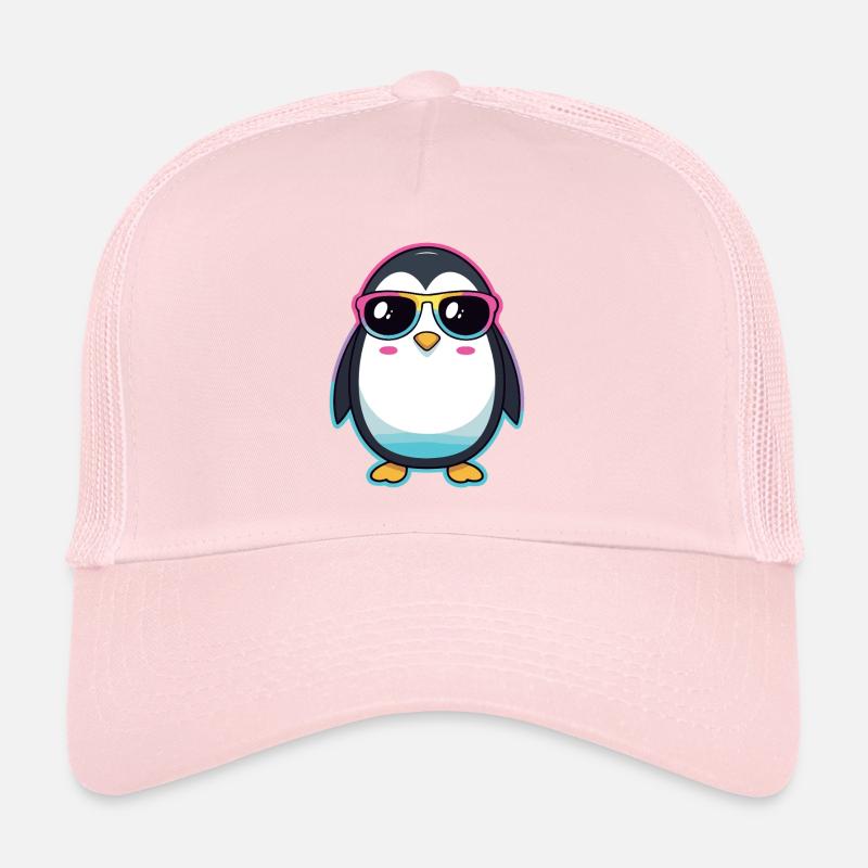 Chic Penguin in Rainbow Glasses Trucker Cap