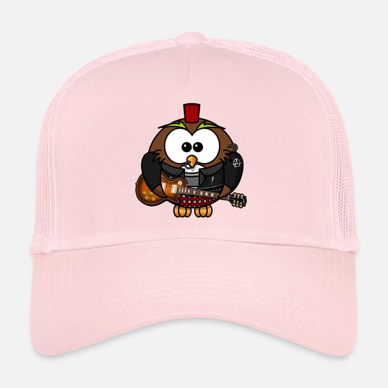Eule als Punk mit Gitarre - Trucker Cap - Hellrosa