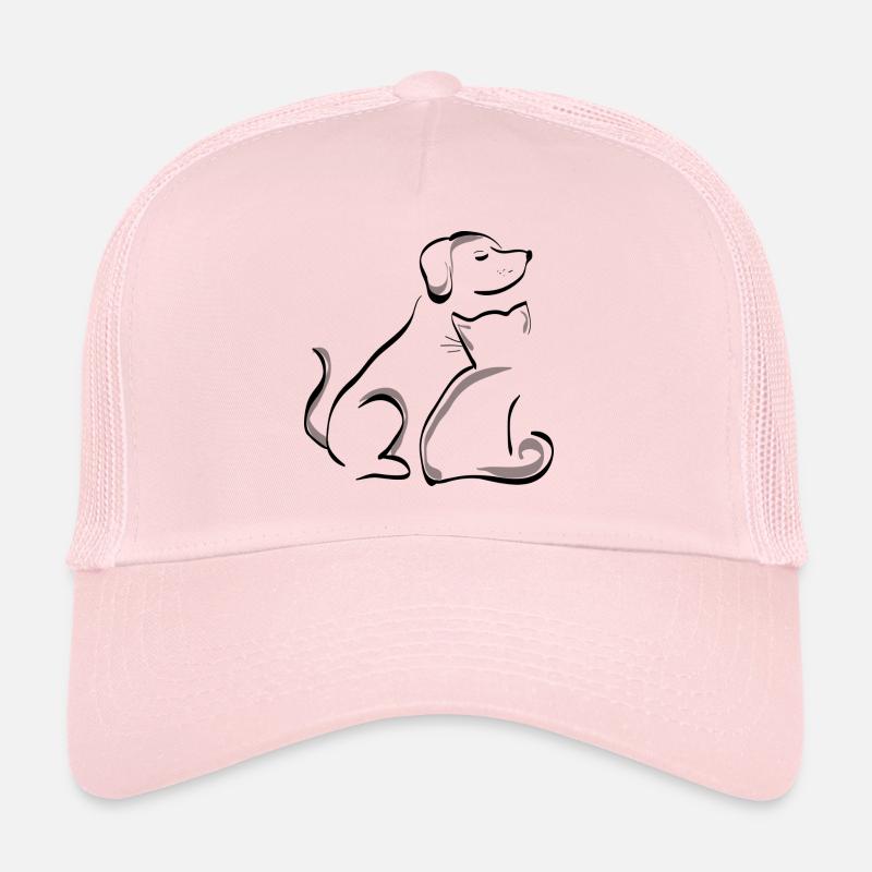 chien chat - Casquette trucker  - rose pâle