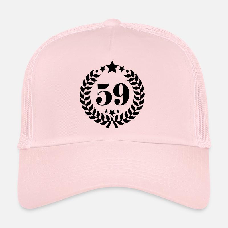 59th Birthday Wreath - Anniversary Wreath - Trucker Cap - pale pink