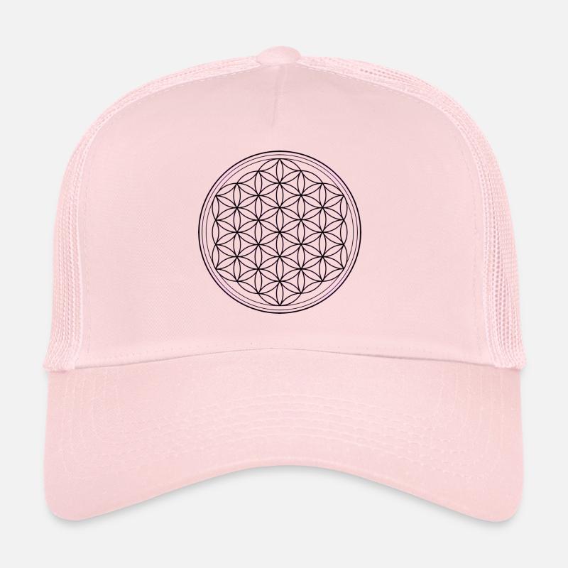 Fleur de vie en noir Casquette trucker 