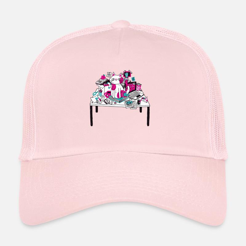 Chat sur le chaos de bureau - Casquette trucker  - rose pâle