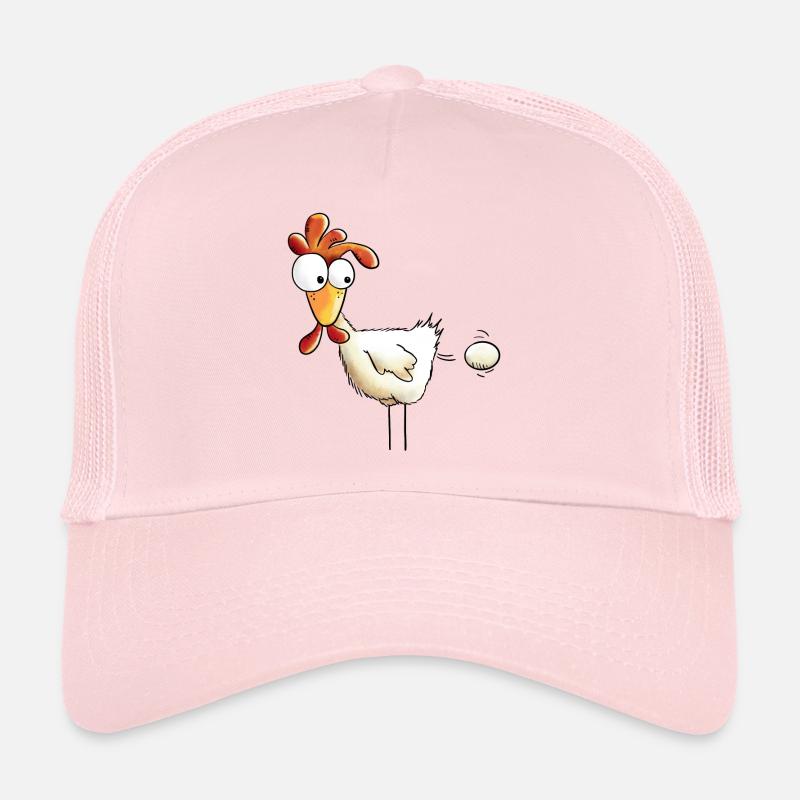 Chicken lays an egg - Hen - Gift - Cartoon - Trucker Cap - pale pink