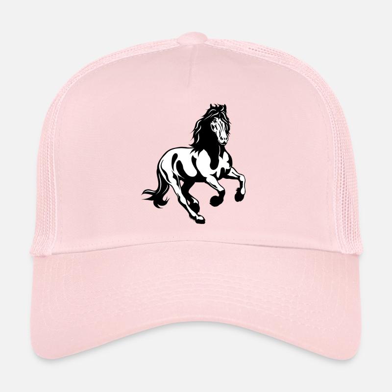 Friesian stallion galloping Trucker Cap
