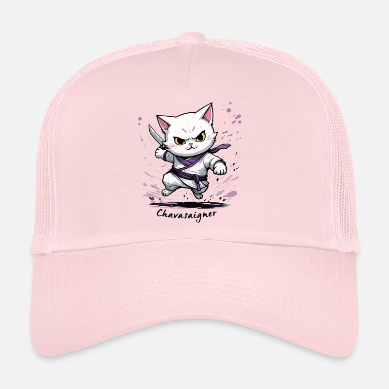 Chat maître de combat, ça va saigner ! humour - Casquette trucker  - rose pâle
