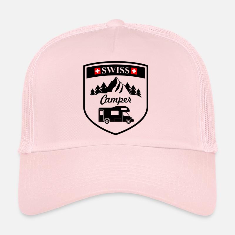 Capucine Swiss camper noir Casquette trucker 