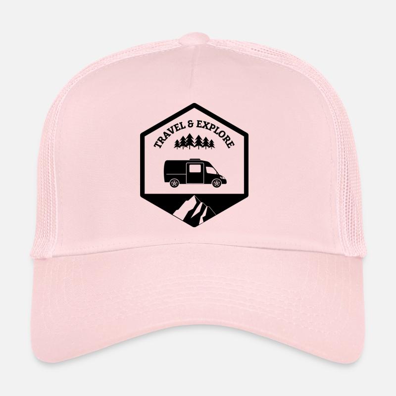 Fourgon travel and explore noir - Casquette trucker  - rose pâle