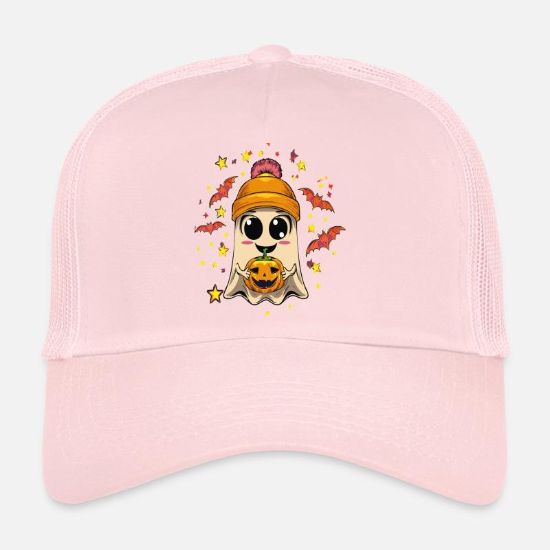 Cheerful ghost with Halloween flair Trucker Cap