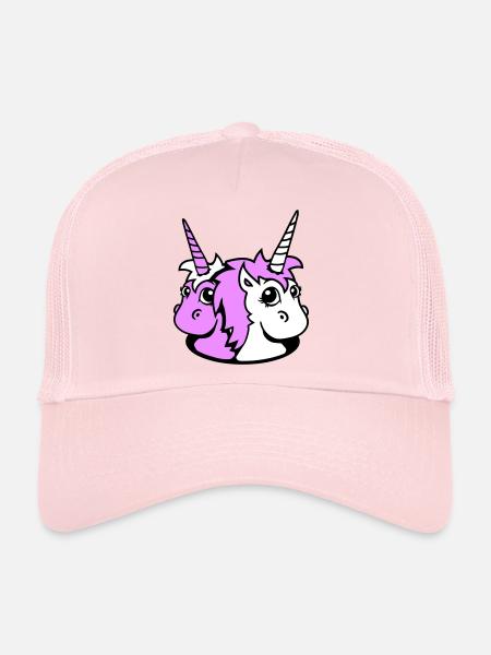 2 Unicorn Girl Team Cute Bottom Hole Friends - Trucker Cap - pale pink - Front