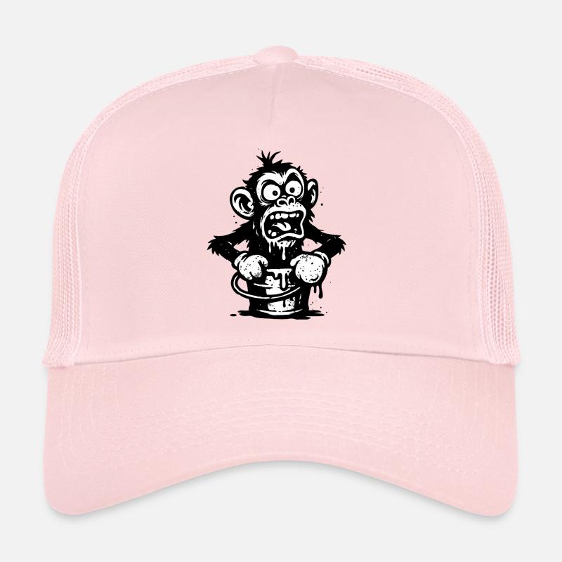 Singe dans un seau | Singe choqué avec un motif dégoulinant Casquette trucker 