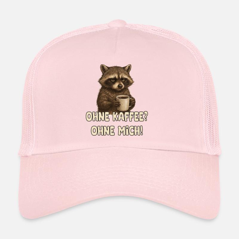 Kaffee Waschbär lustiger Spruch - Trucker Cap - Hellrosa