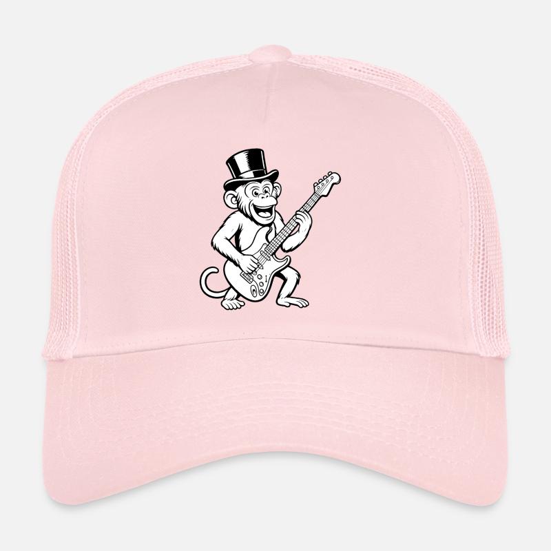 Singe cool avec guitare électrique dans le style rétro Casquette trucker 