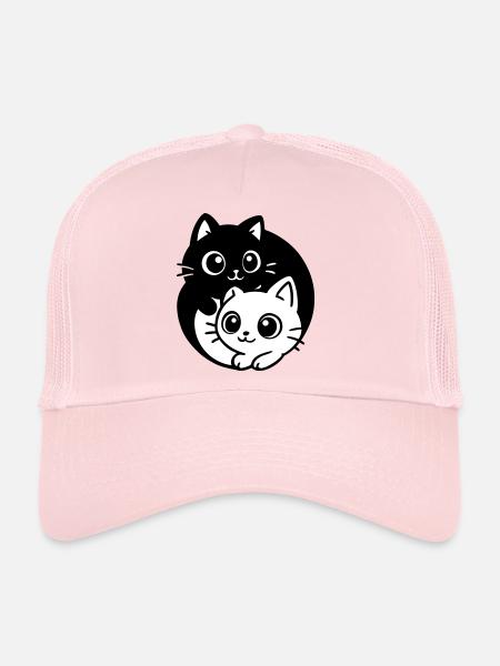 Ying Yang Kawaii Chats Icône - Casquette trucker  - rose pâle - Devant