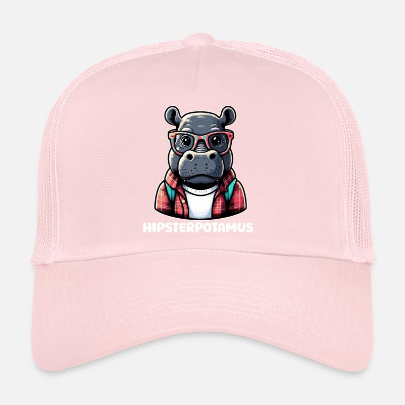 Hippo Hipster Plaid Bunte Brille Trucker Cap