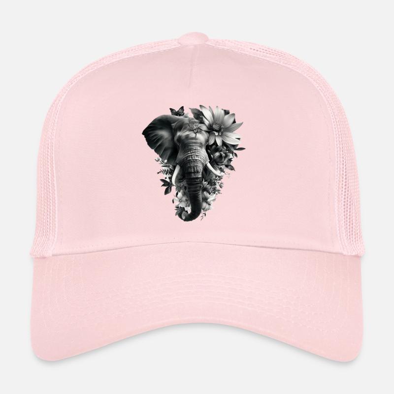 Einfarbiger floraler Elefant Trucker Cap