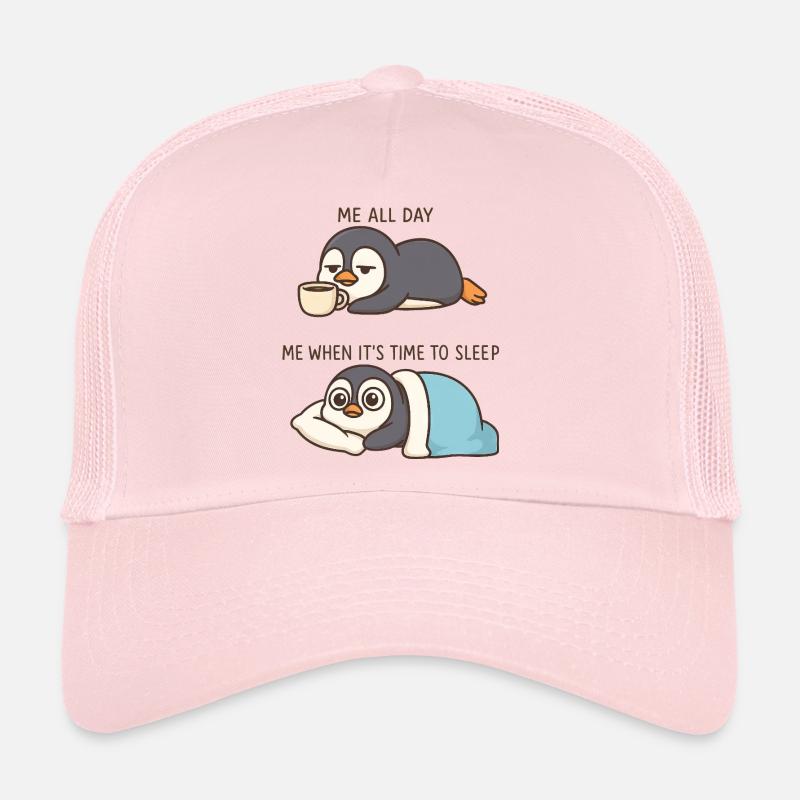 Funny Cartoon Penguin Coffee Lover Trucker Cap