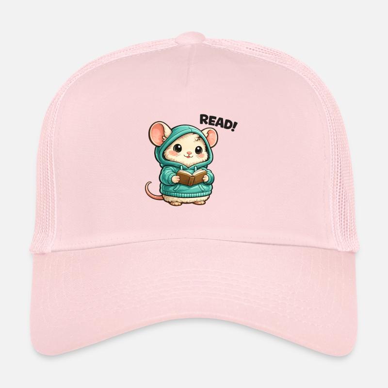 Reading mouse in hoodie Trucker Cap