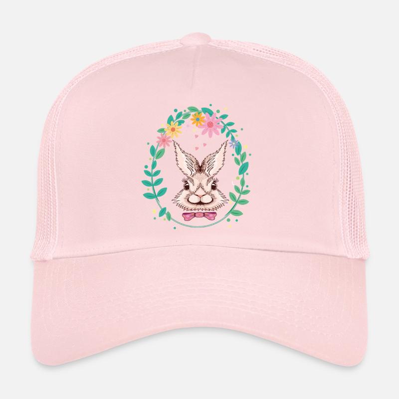 Lièvre dans une couronne de fleurs Casquette trucker 