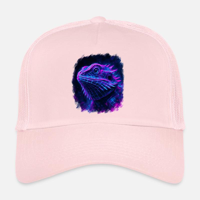 Bearded Dragon Cyberpunk Neon Synthwave - Trucker Cap - Hellrosa